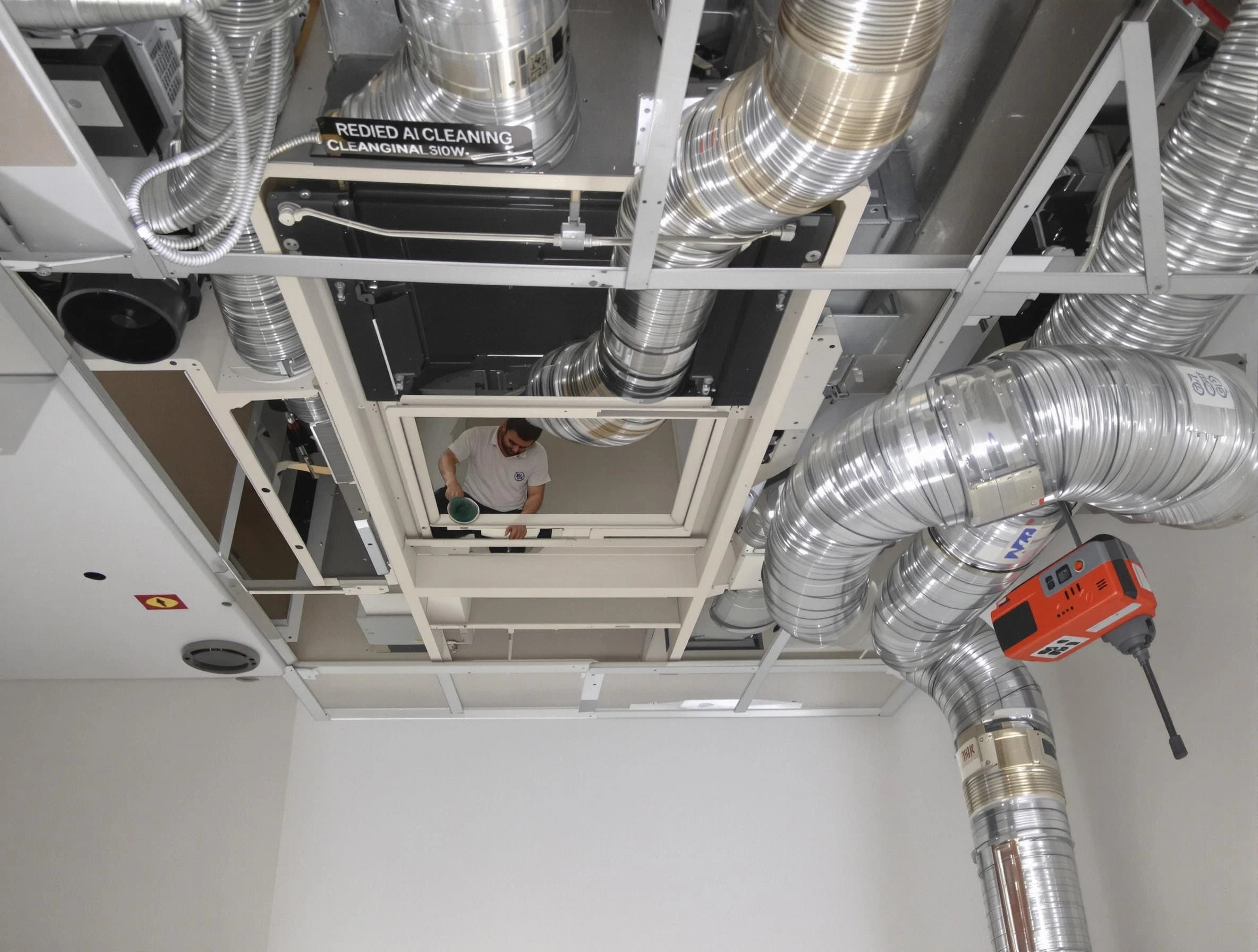 Huntington Beach Air Duct Cleaning technician performing detailed central duct system cleaning in Huntington Beach