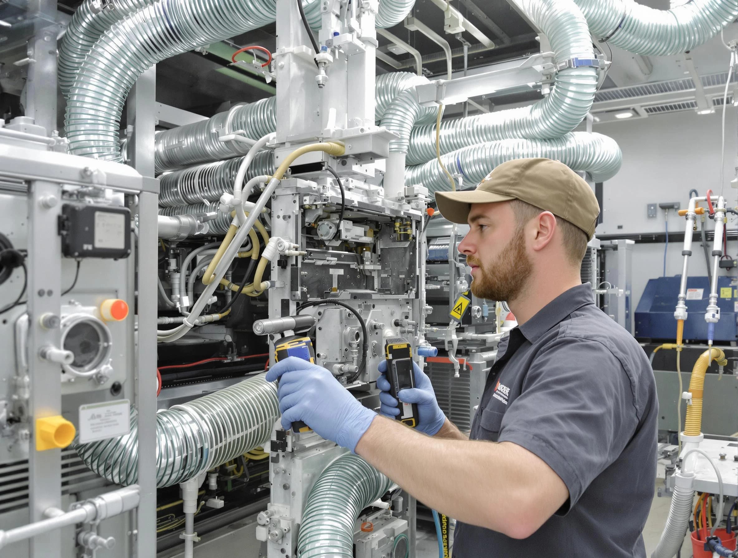 Huntington Beach Air Duct Cleaning technician performing precision commercial coil cleaning at a business facility in Huntington Beach