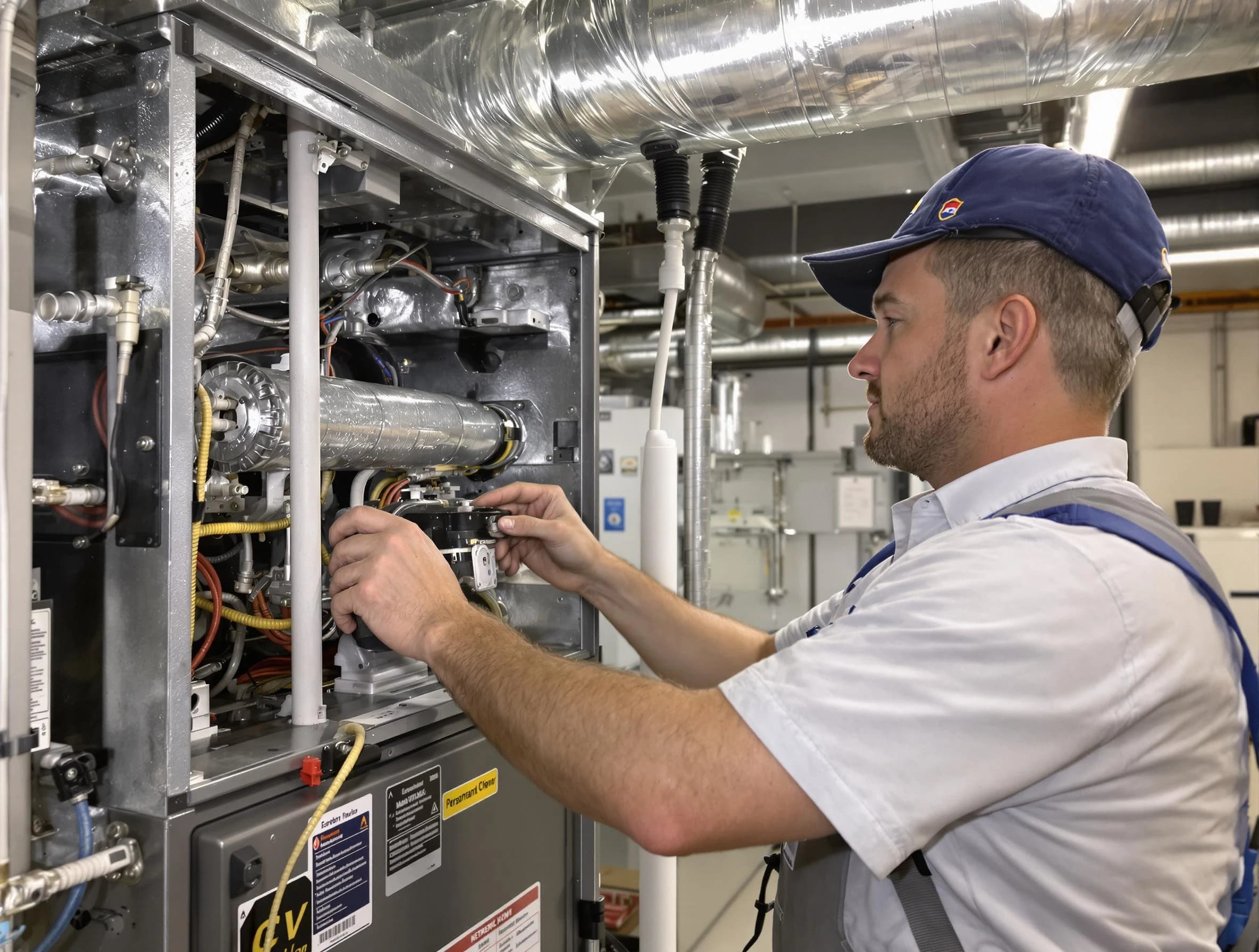 Huntington Beach Air Duct Cleaning specialist performing thorough furnace duct cleaning to improve heating efficiency in Huntington Beach