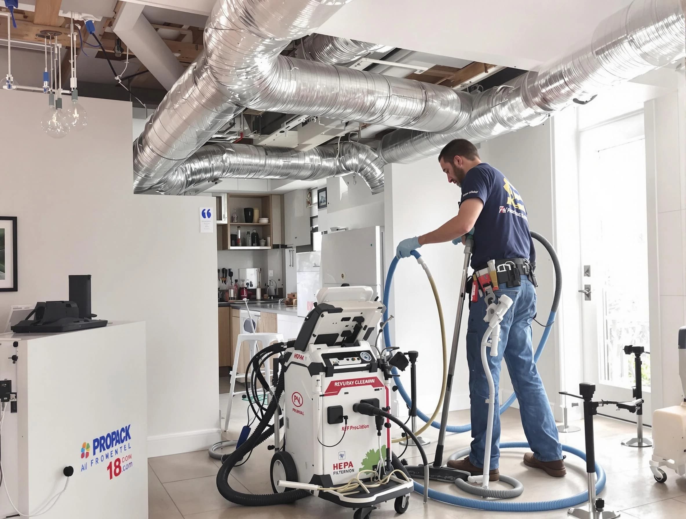 Huntington Beach Air Duct Cleaning technician performing advanced pure duct cleaning with specialized equipment in Huntington Beach